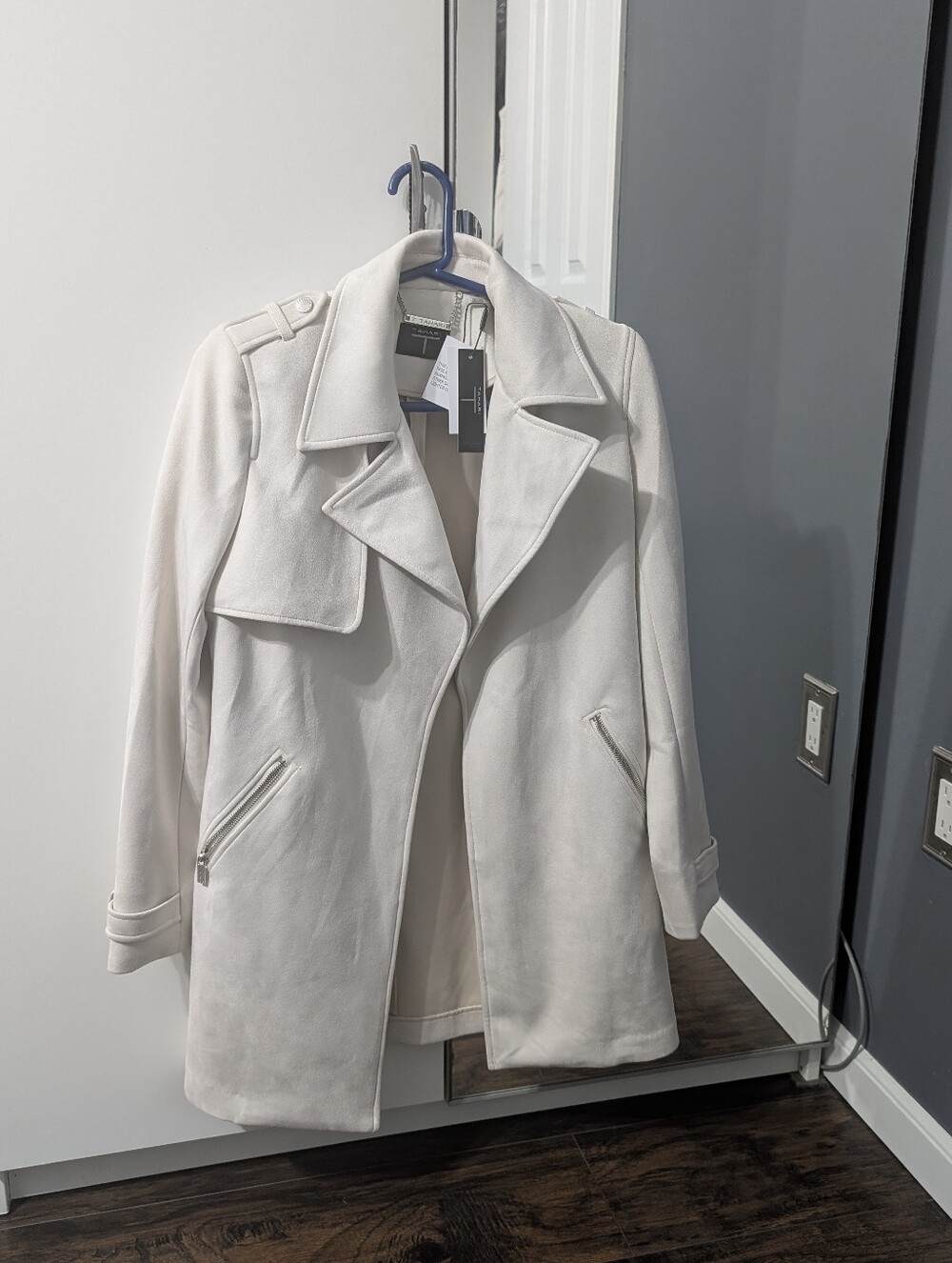 NWT Tahari Light Beige Faux Leather Coat